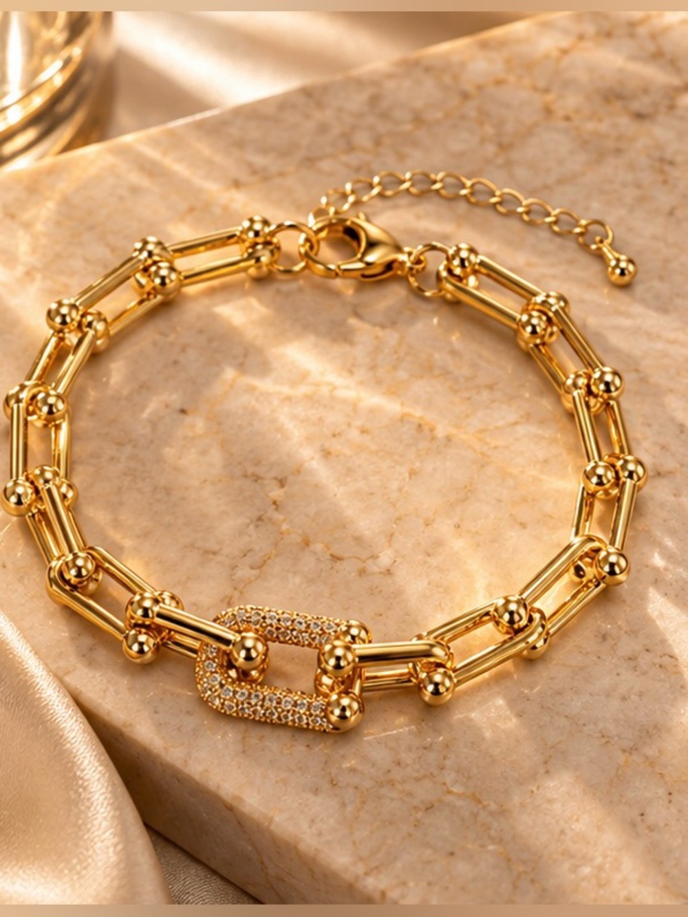 Gold-Tone Crystal Link Statement Bracelet